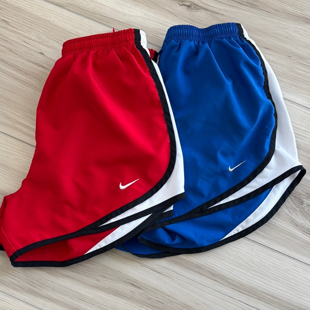 Nike Athletic Shorts Red and Blue with Dynamic White Stripe